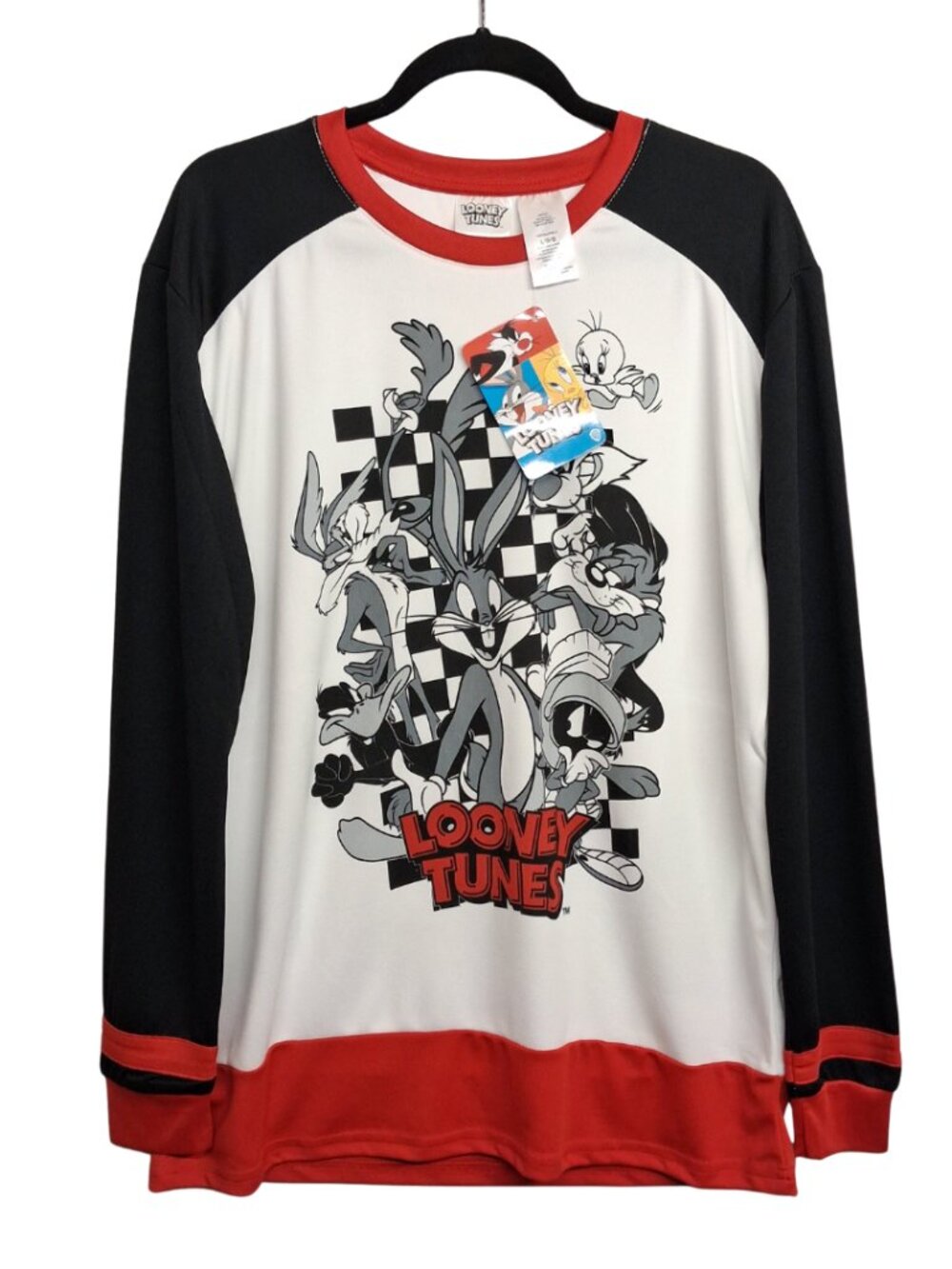 LOONEY TUNES Jersey Long Sleeve Tee Cartoon Character Novelty Top Large NWT